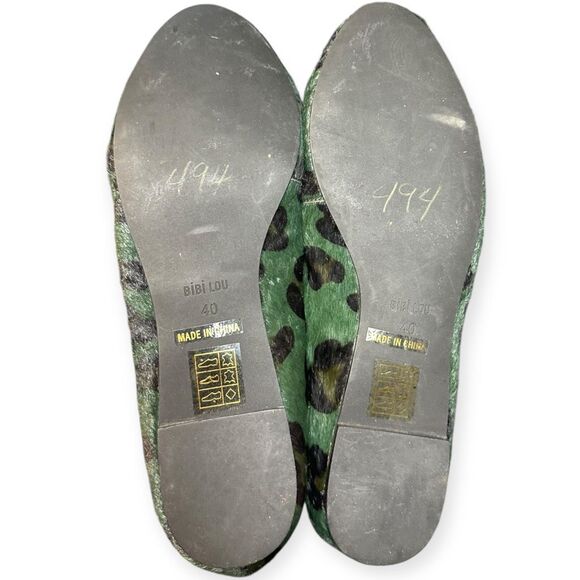 BIBI LOU for Anthropologie Women’s Green Leopard Print Haircalf Smoking Loafer F - Picture 6 of 6